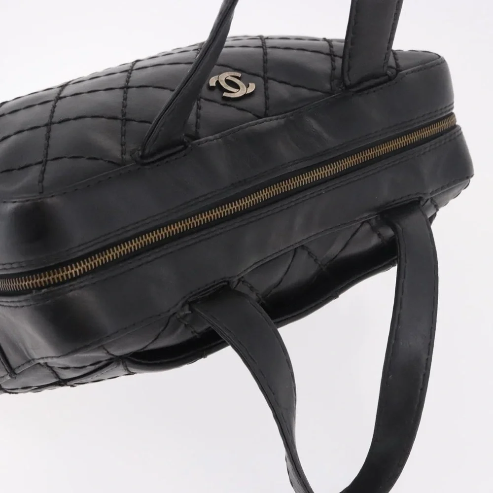 CHANEL Black Quilted Leather Top-Handle Satchel